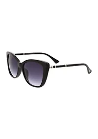 Glam Pointed Cat Eye Sunglasses with Metal Accents