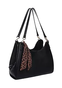 Pebbled Shoulder Bag with Tie