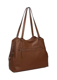 Pebbled Triple Compartment Shoulder Bag