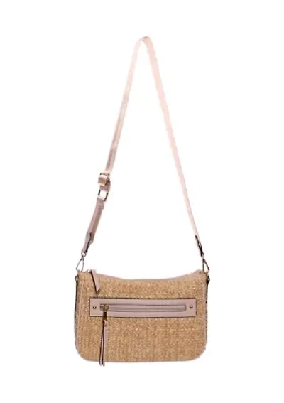 Straw Crossbody Bag with Guitar Strap