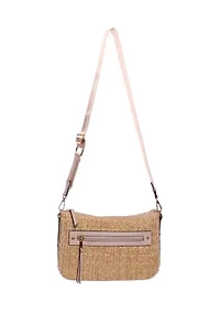 Straw Crossbody Bag with Guitar Strap