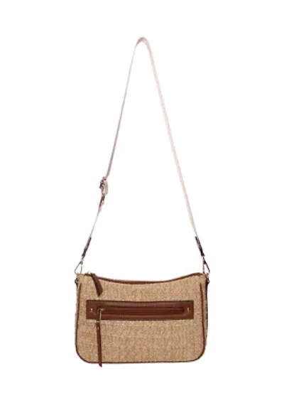Straw Crossbody Bag with Guitar Strap