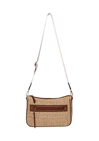 Straw Crossbody Bag with Guitar Strap