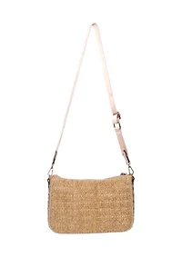 Straw Crossbody Bag with Guitar Strap