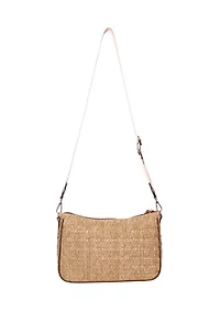 Straw Crossbody Bag with Guitar Strap