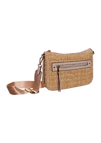 Straw Crossbody Bag with Guitar Strap