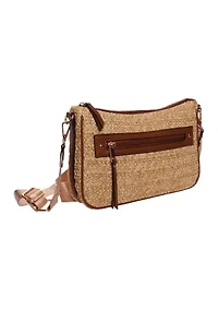 Straw Crossbody Bag with Guitar Strap