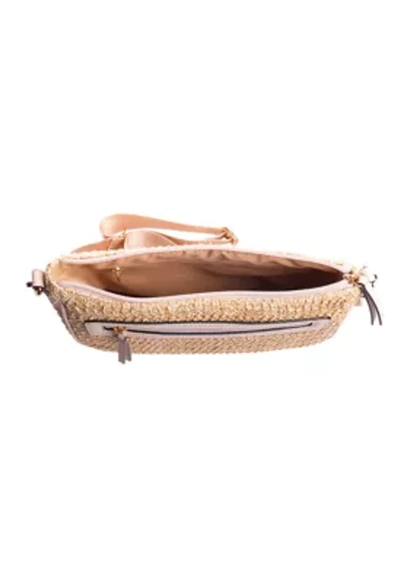 Straw Crossbody Bag with Guitar Strap