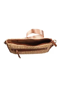 Straw Crossbody Bag with Guitar Strap