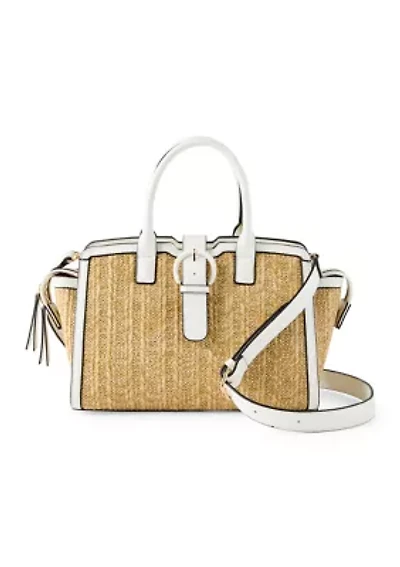 Straw Buckle Satchel Bag