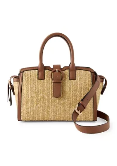 Straw Buckle Satchel Bag