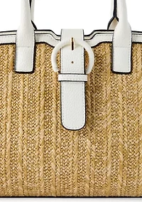 Straw Buckle Satchel Bag