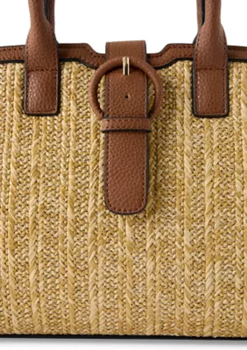 Straw Buckle Satchel Bag