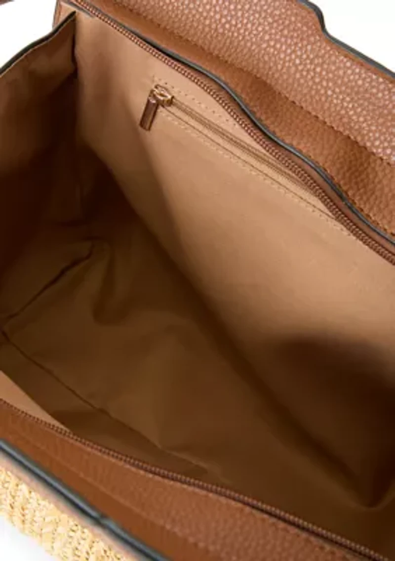 Straw Buckle Satchel Bag