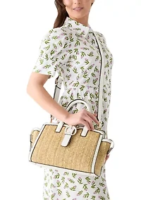 Straw Buckle Satchel Bag
