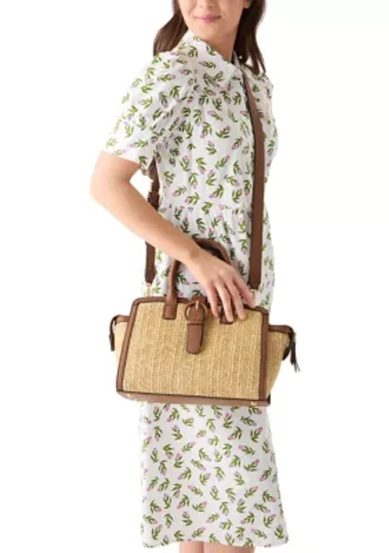 Straw Buckle Satchel Bag