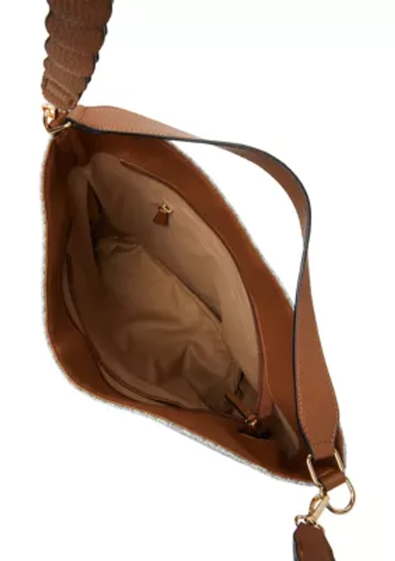 Braided Strap Straw Hobo Bag