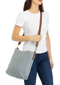 Braided Strap Straw Hobo Bag