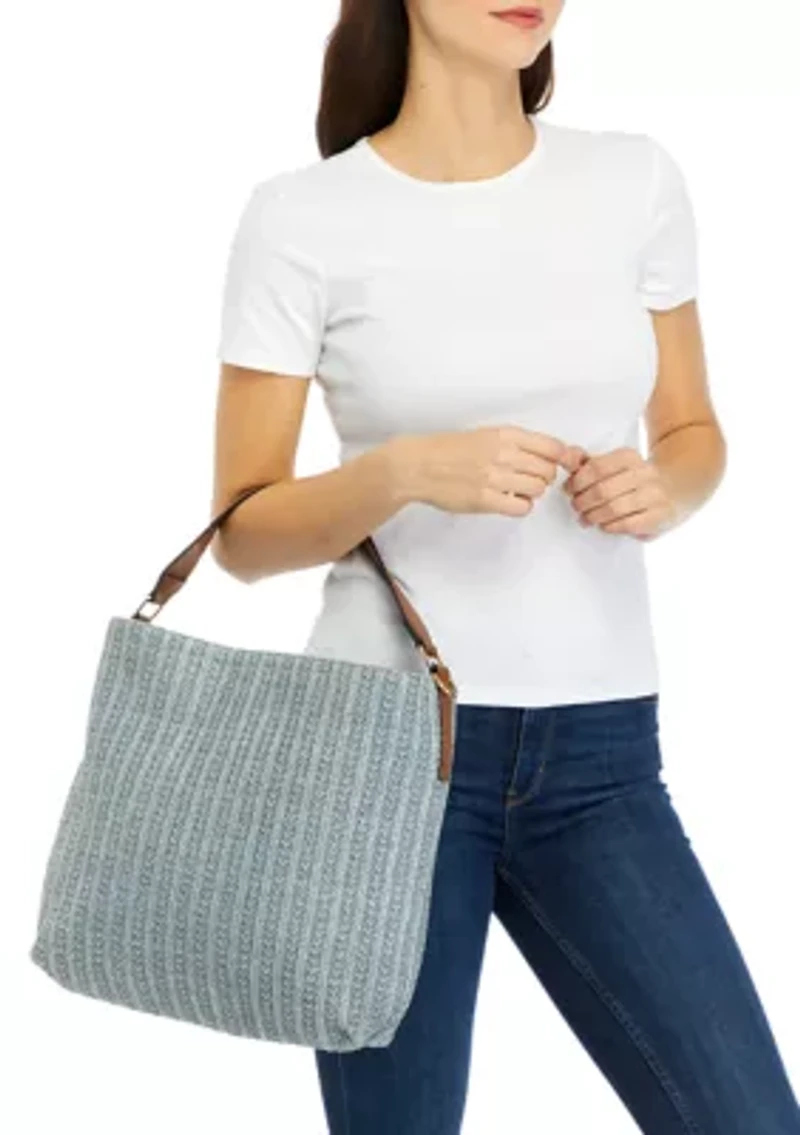 Braided Strap Straw Hobo Bag