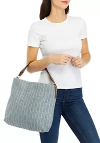 Braided Strap Straw Hobo Bag