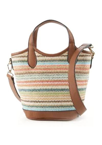 Striped Straw Bucket Crossbody