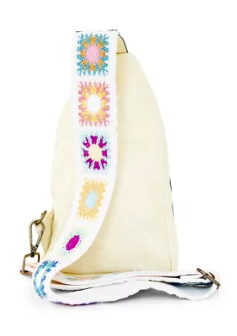 Sling Crossbody Bag with Crochet Strap
