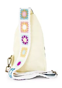 Sling Crossbody Bag with Crochet Strap