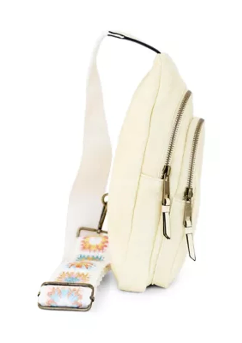 Sling Crossbody Bag with Crochet Strap