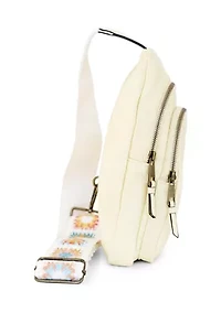 Sling Crossbody Bag with Crochet Strap