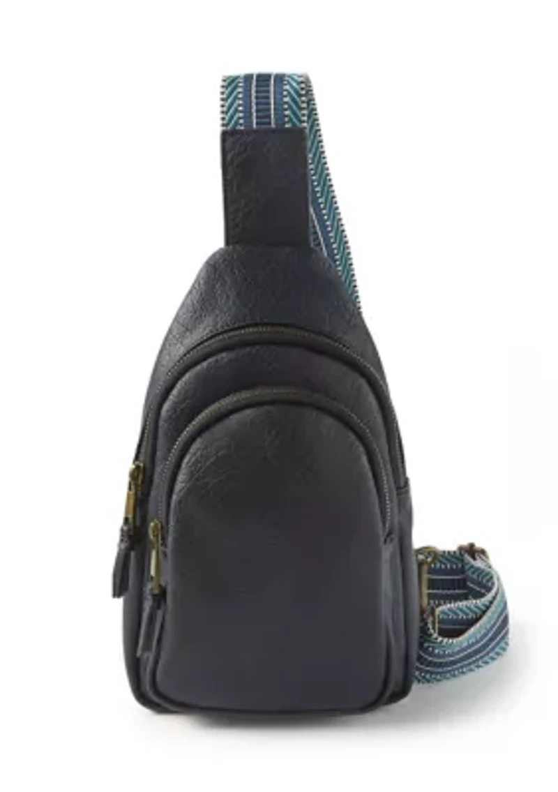 Sling Crossbody Bag with Crochet Strap