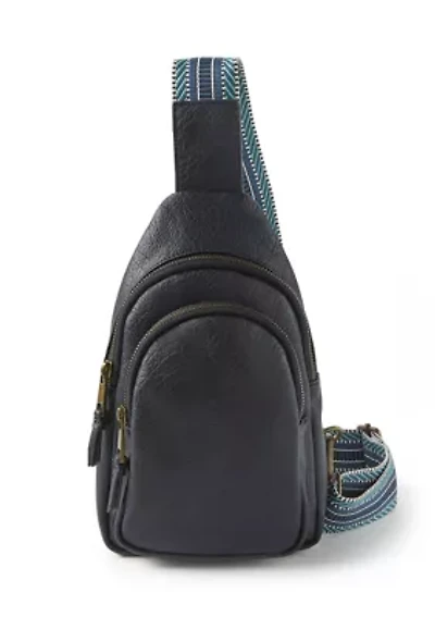 Sling Crossbody Bag with Crochet Strap