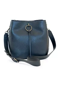 Studded Trim Triple Entry Bucket Crossbody Bag