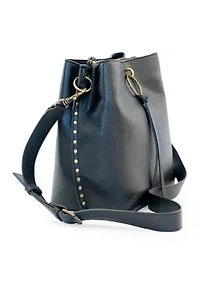 Studded Trim Triple Entry Bucket Crossbody Bag