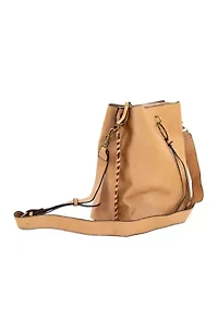 Studded Trim Triple Entry Bucket Crossbody Bag