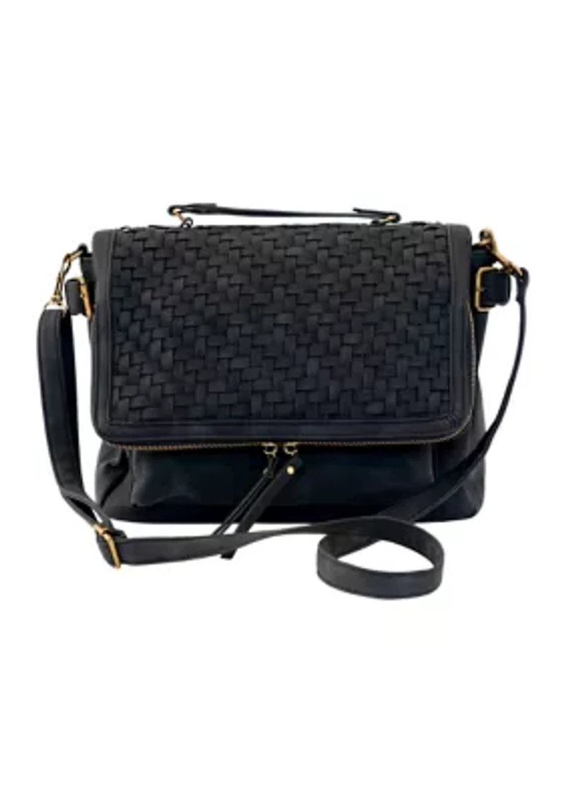 Nubuck Woven Top Handle Crossbody