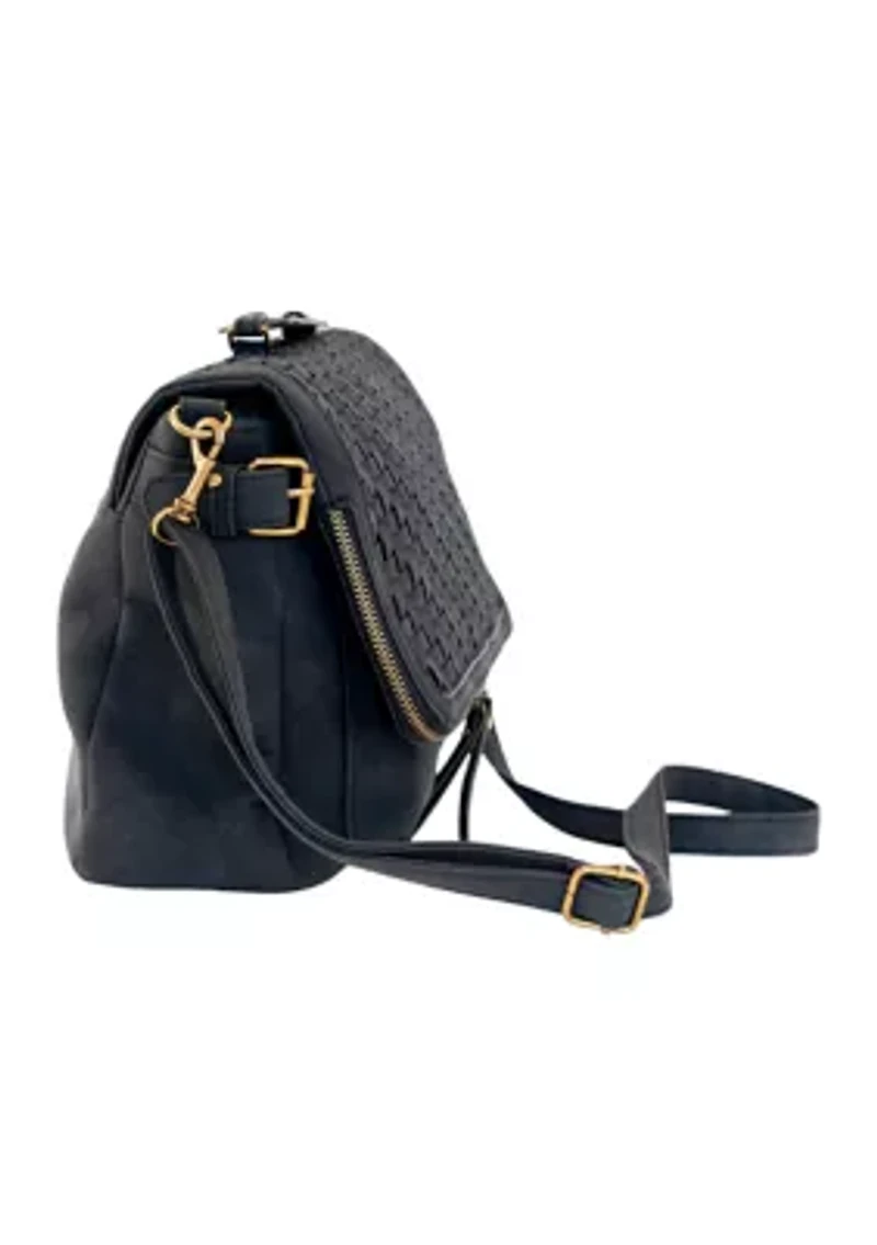 Nubuck Woven Top Handle Crossbody