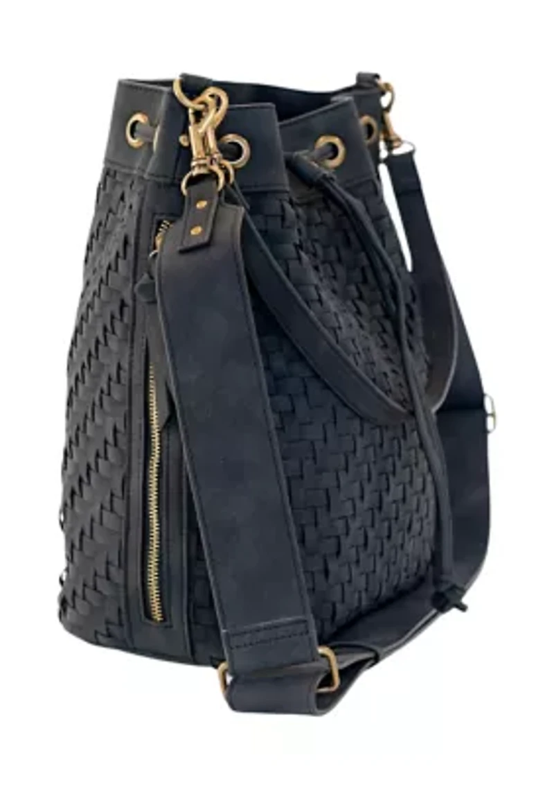 Nubuck Woven Bucket Bag