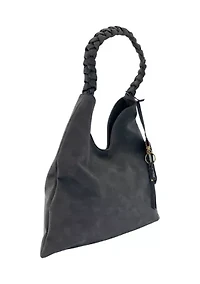 Nubuck Braided Strap Hobo Bag