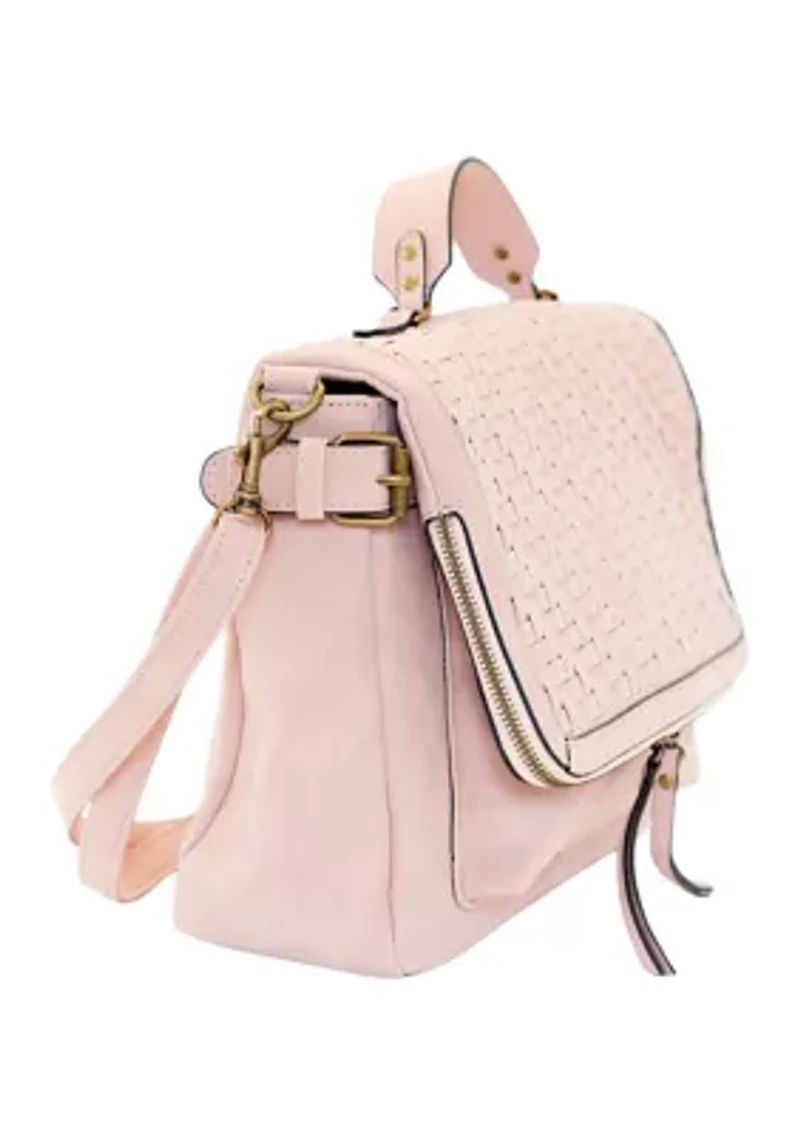 Nubuck Woven Top Handle Crossbody