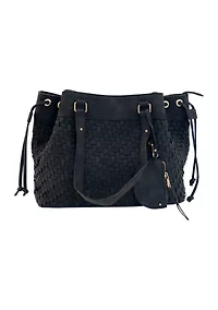 Nubuck Woven Triple Compartment Tote