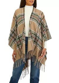 Women's Plaid Fringe Topper