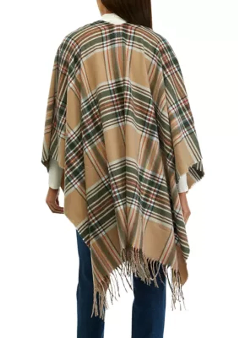 Women's Plaid Fringe Topper