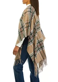 Women's Plaid Fringe Topper