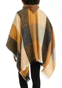 Women's Fur Trim Plaid Topper