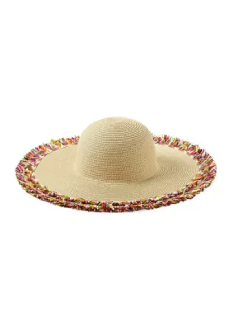 Frayed Shell Straw Panama Hat