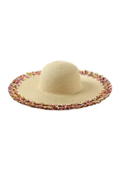 Frayed Shell Straw Panama Hat 