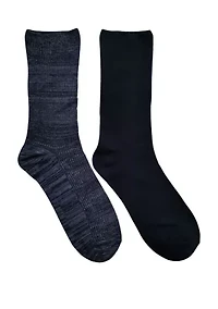Bamboo Ribbed Knit Crew Socks - 2 Pack