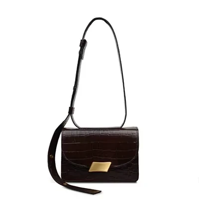 The Belsize - Faux Crocsmall Flapover Shoulder