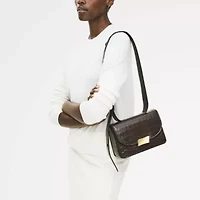 The Belsize - Faux Crocsmall Flapover Shoulder