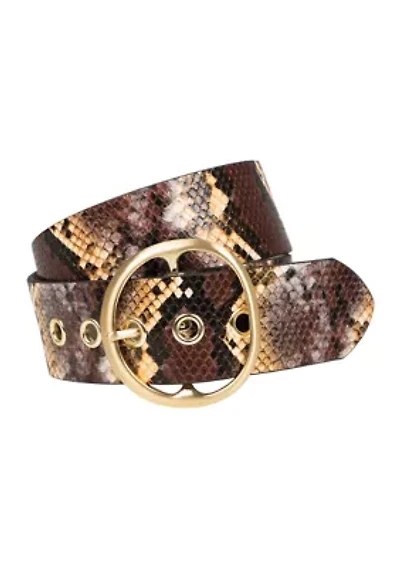 Asymmetrical Center Bar 48 Millimeter Snakeskin Belt